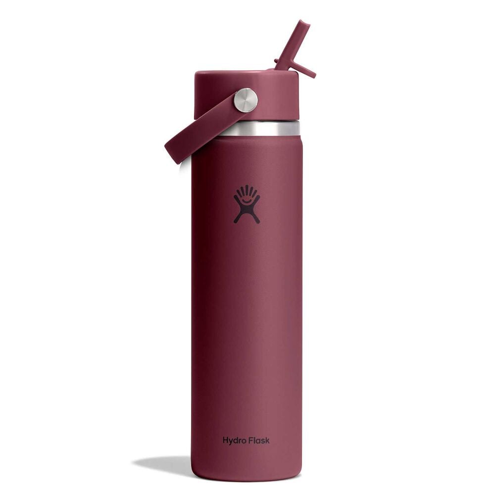 24 oz Wide Mouth with Flex Straw Cap - Burgundy