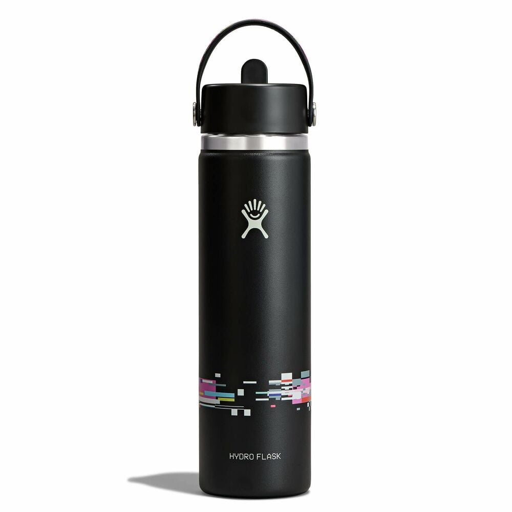 24 oz Wide Mouth with Flex Straw Cap - Glitch Black