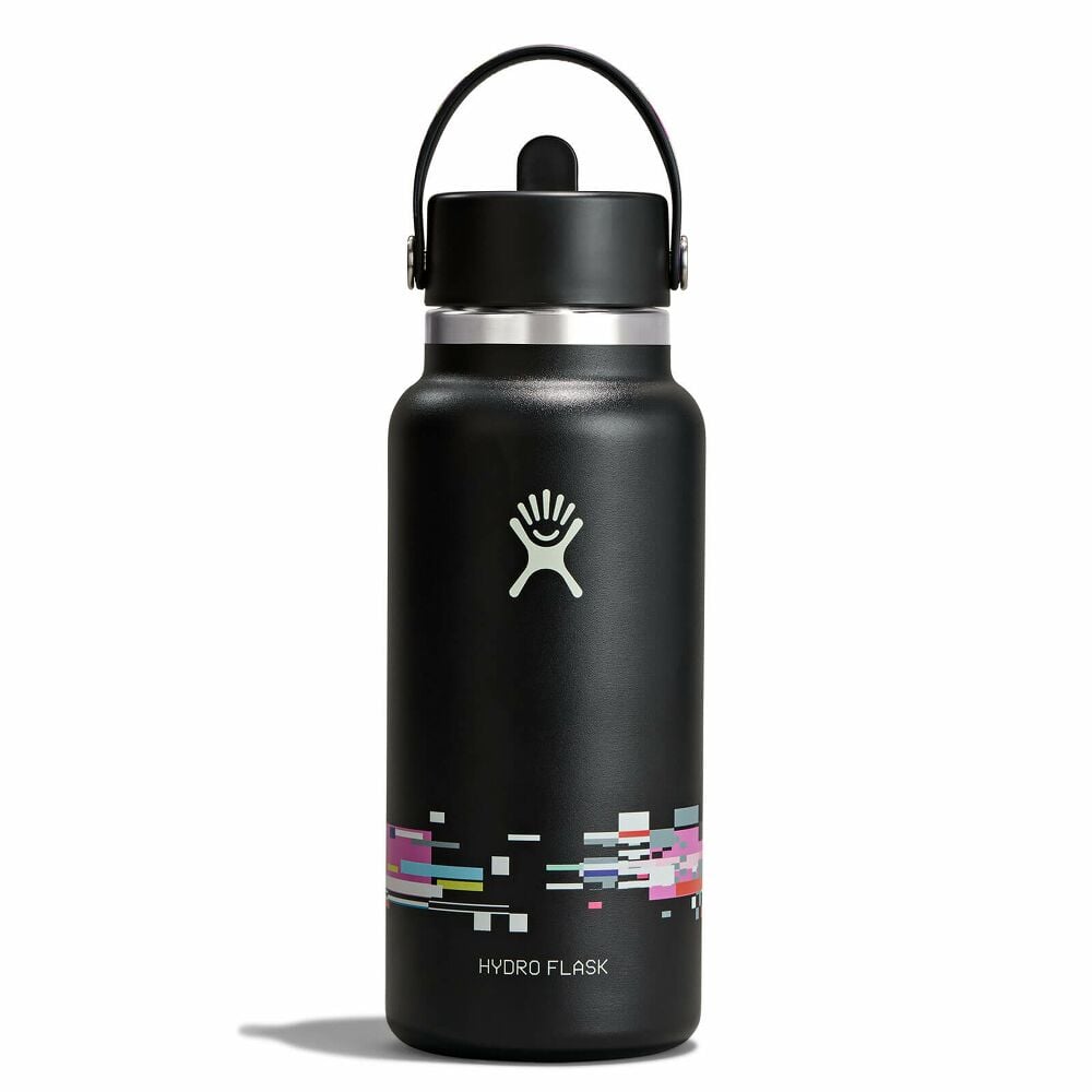 Glitch Collection - 32 oz Bottle with Flex Straw Cap - Glitch Black