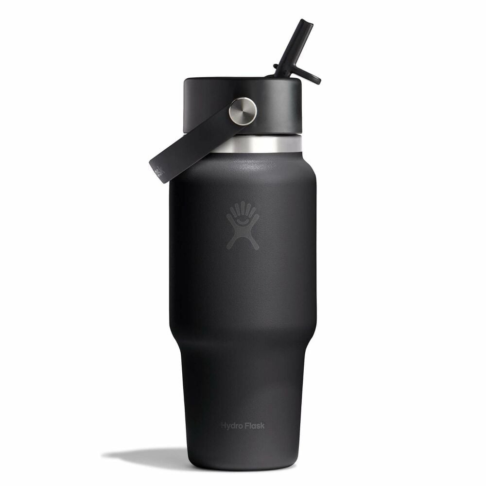 24 oz Travel Bottle with Flex Straw Cap - Black